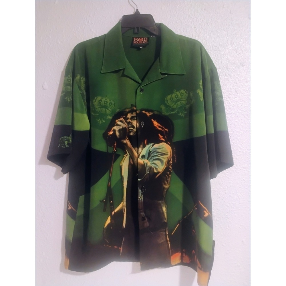 Rare Vintage Dragonfly Bob Marley Button Up XL DS Smoke Pet Free